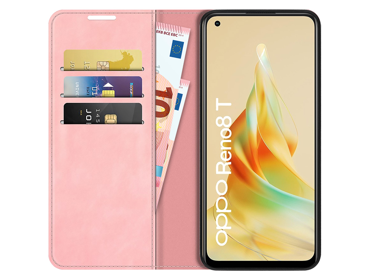 Just in Case Slim Wallet Case Roze - Oppo Reno8 T hoesje