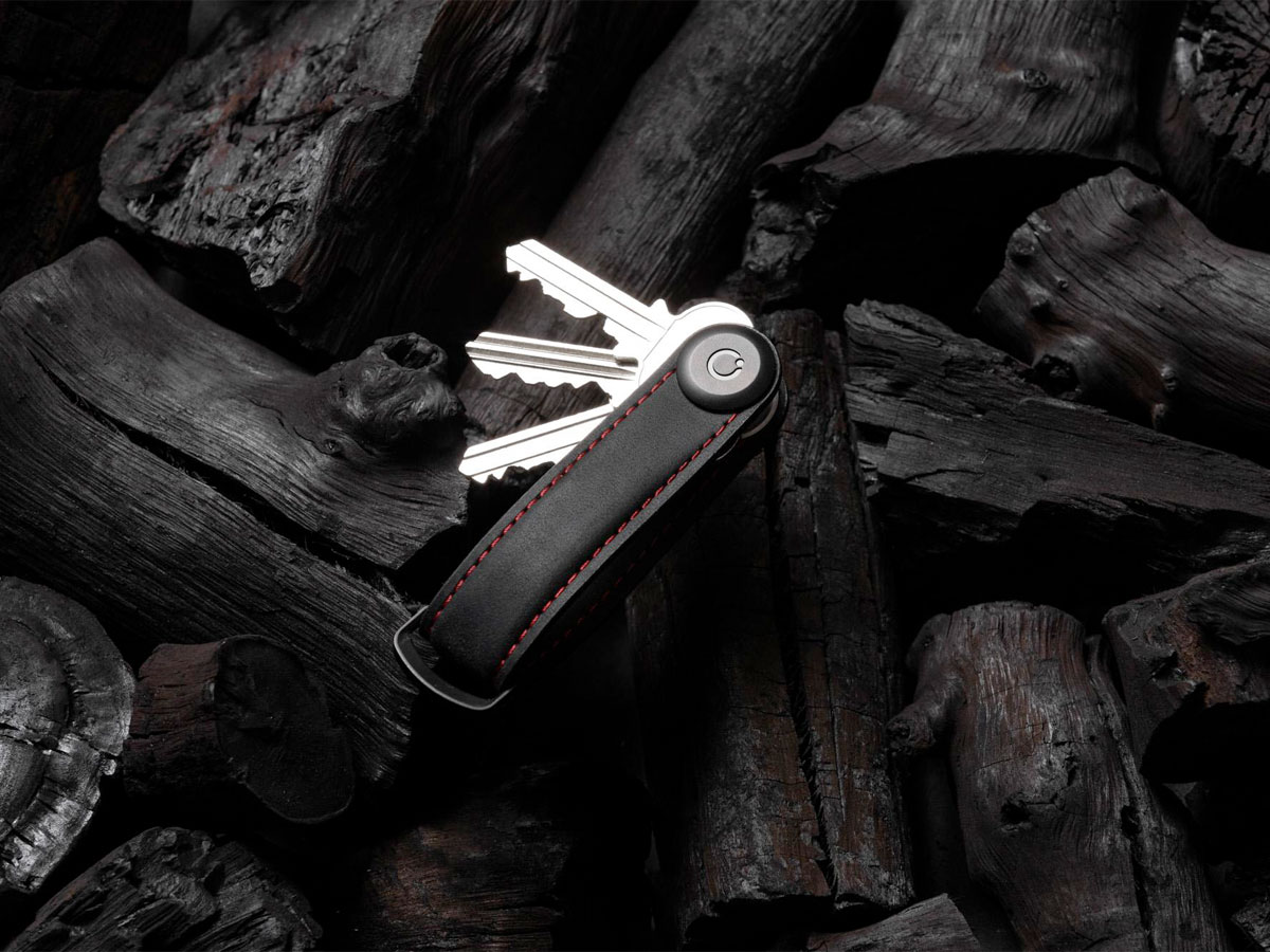 Orbitkey Key Organiser Crazy Horse - Obsidian met Rode Stikels