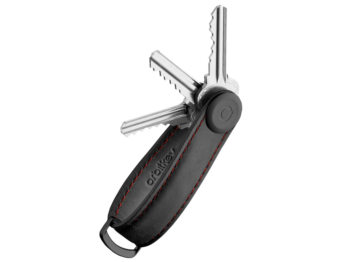 Orbitkey Key Organiser Crazy Horse - Obsidian met Rode Stikels