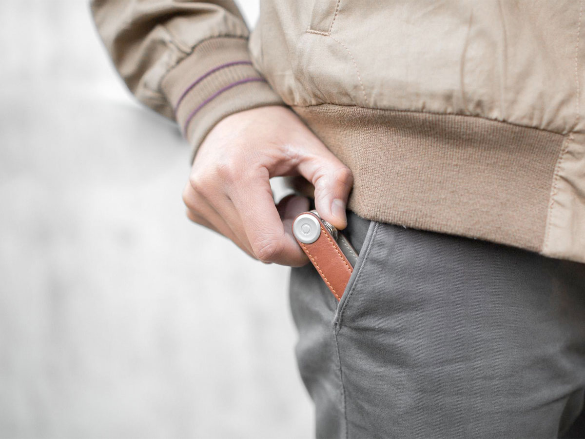 Orbitkey Key Organiser Leather - Charcoal met Grijs Stiksel