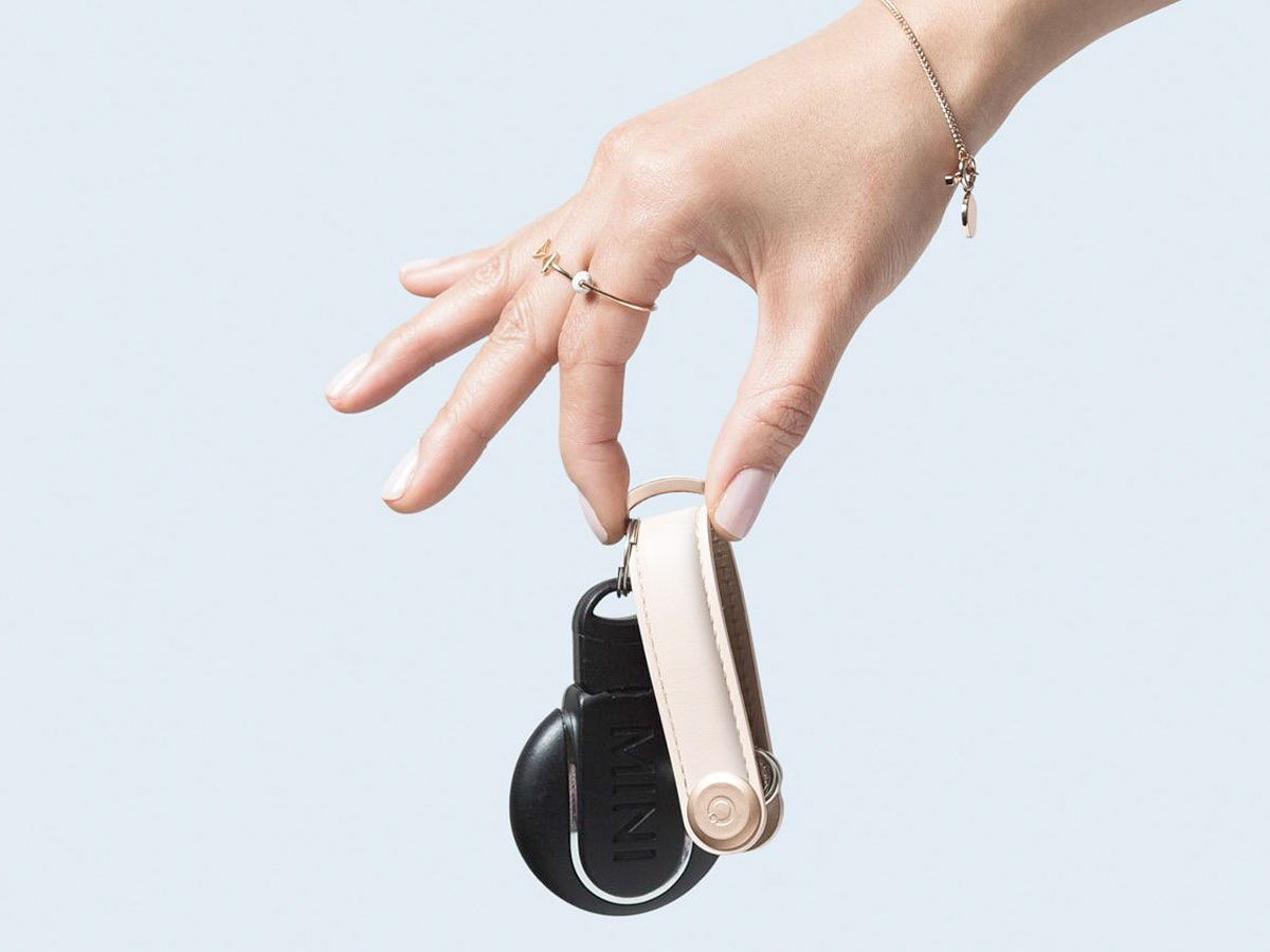 Orbitkey Key Organiser Leather - Stone met Grijs Stiksel