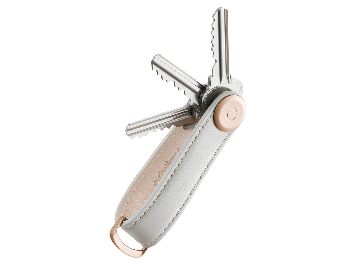 Orbitkey Key Organiser Leather - Stone met Grijs Stiksel