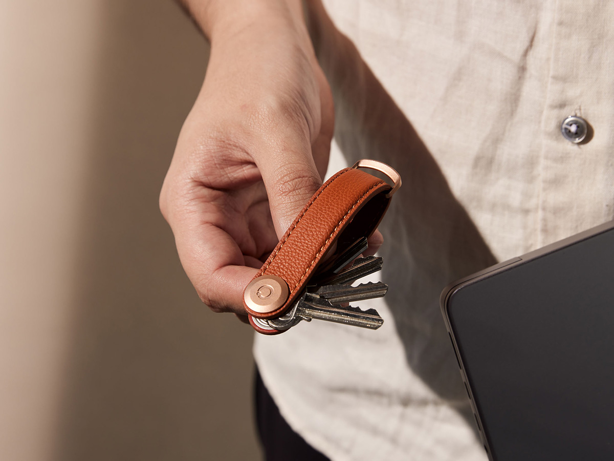 Orbitkey Key Organiser Pebbled Leather - Amber