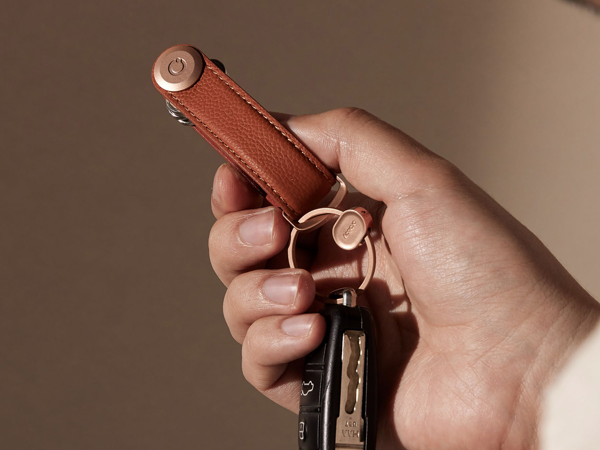 Orbitkey Key Organiser Pebbled Leather - Amber