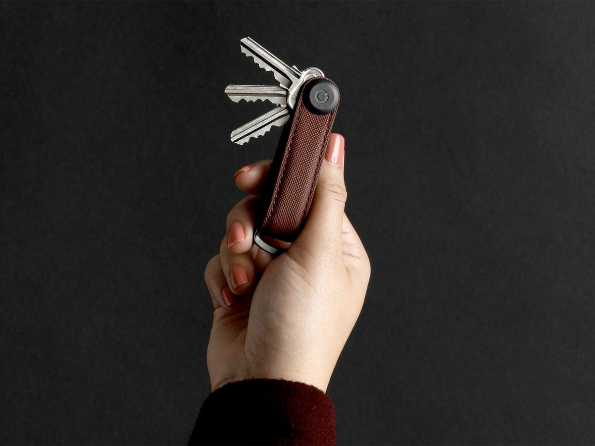 Orbitkey Key Organiser Saffiano Leather - Dark Cherry