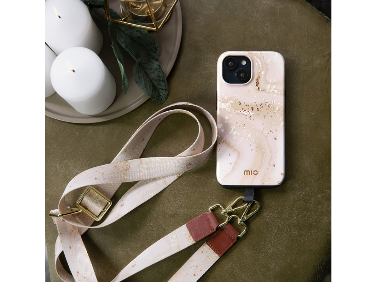 MIO Lanyard Gold Marble - Universeel Telefoonkoord