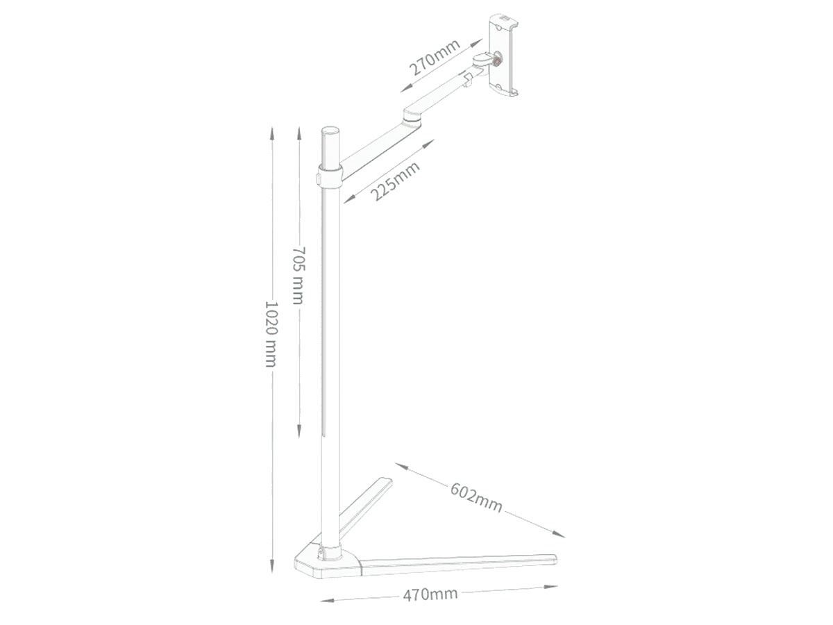 Aluminium Tablet Floor Stand Zilver - Tablet Vloerstandaard