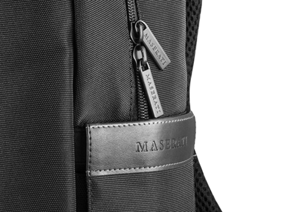 Maserati Slim Backpack Black/Silver - Rugzak Laptoptas