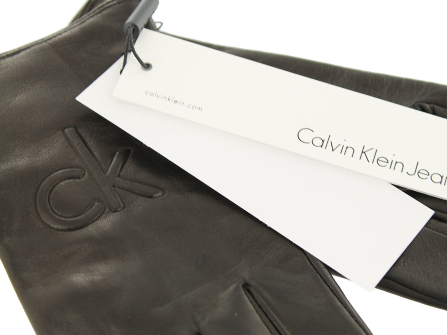 Calvin Klein Leren Touchscreen Handschoenen Dames Logo