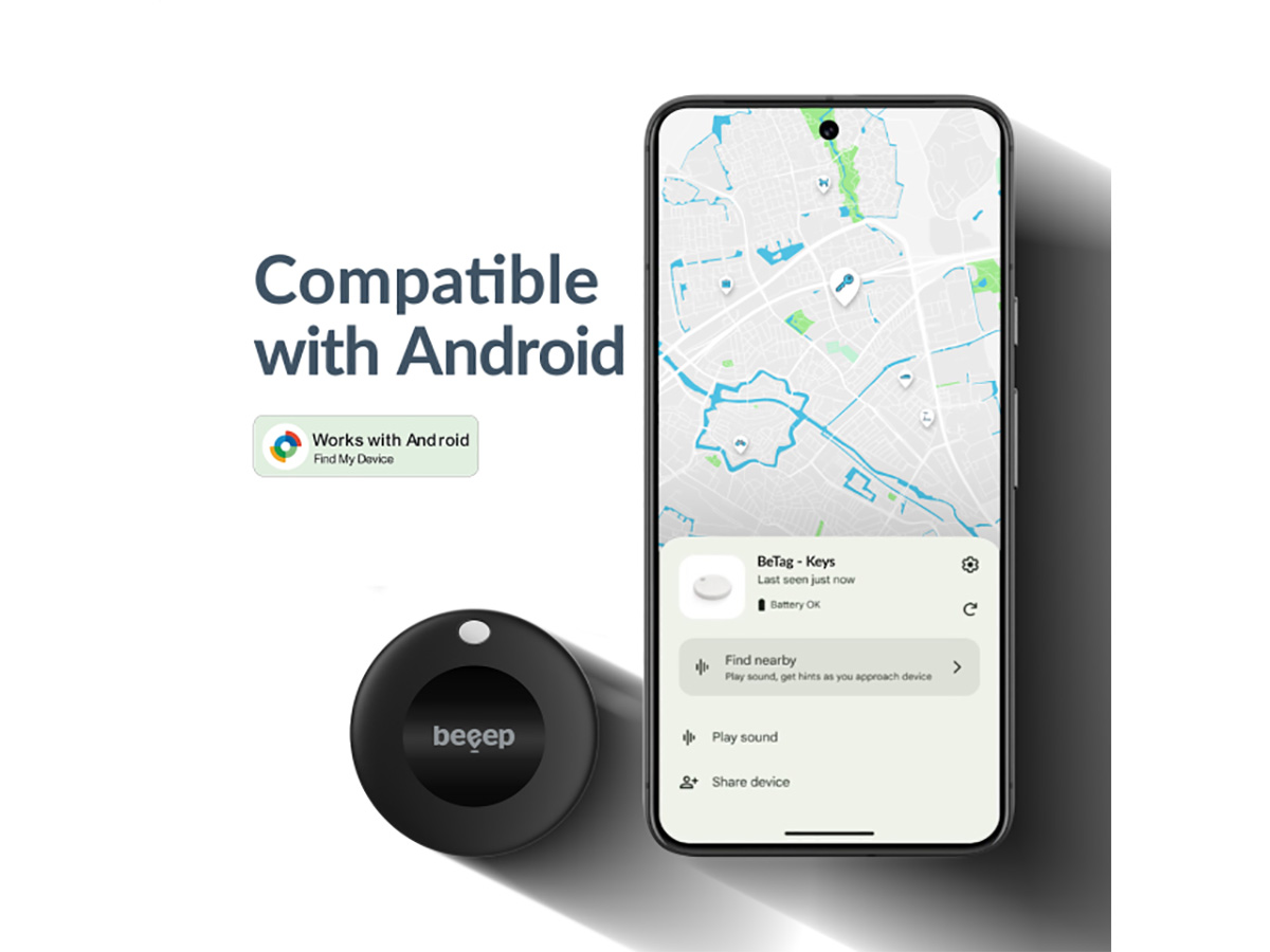 Beeep BeTag Bicycle Bell inclusief Tracker - Adroid Find My Device compatible