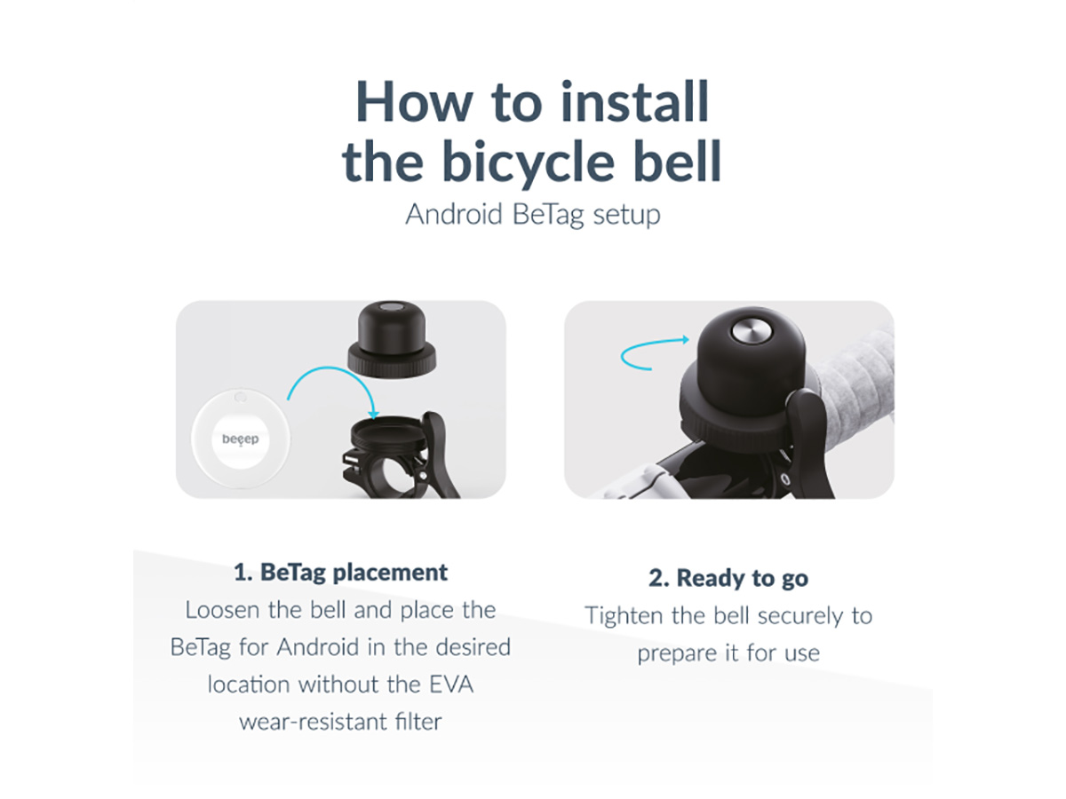 Beeep BeTag Bicycle Bell inclusief Tracker - Adroid Find My Device compatible