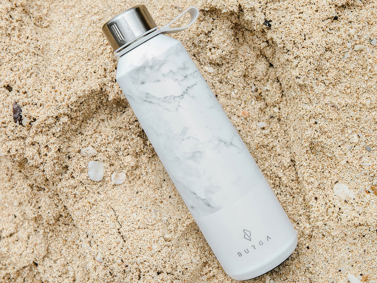 Burga Water Bottle White Marble - Waterfles Thermosfles 500ml 