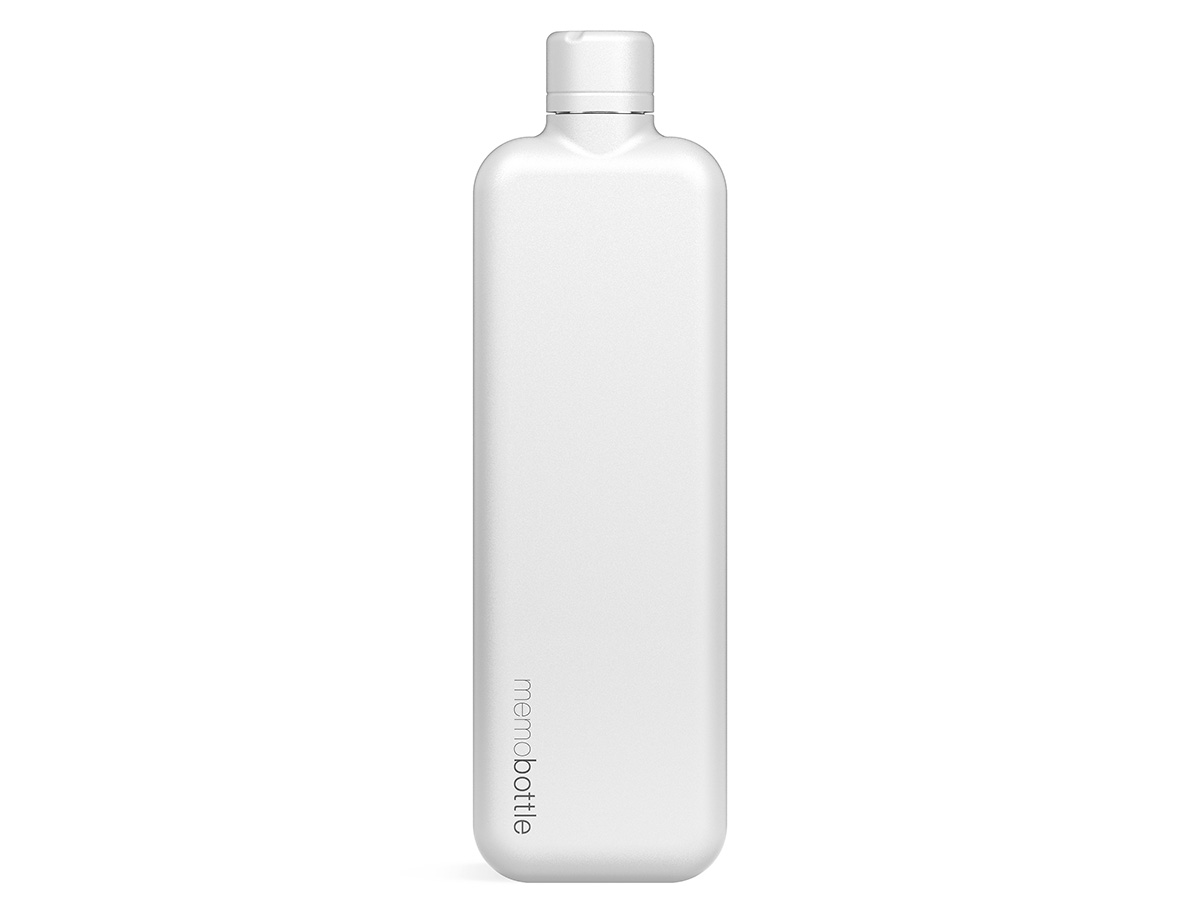 memobottle Slim Stainless Steel Wit - Premium Design Waterfles 