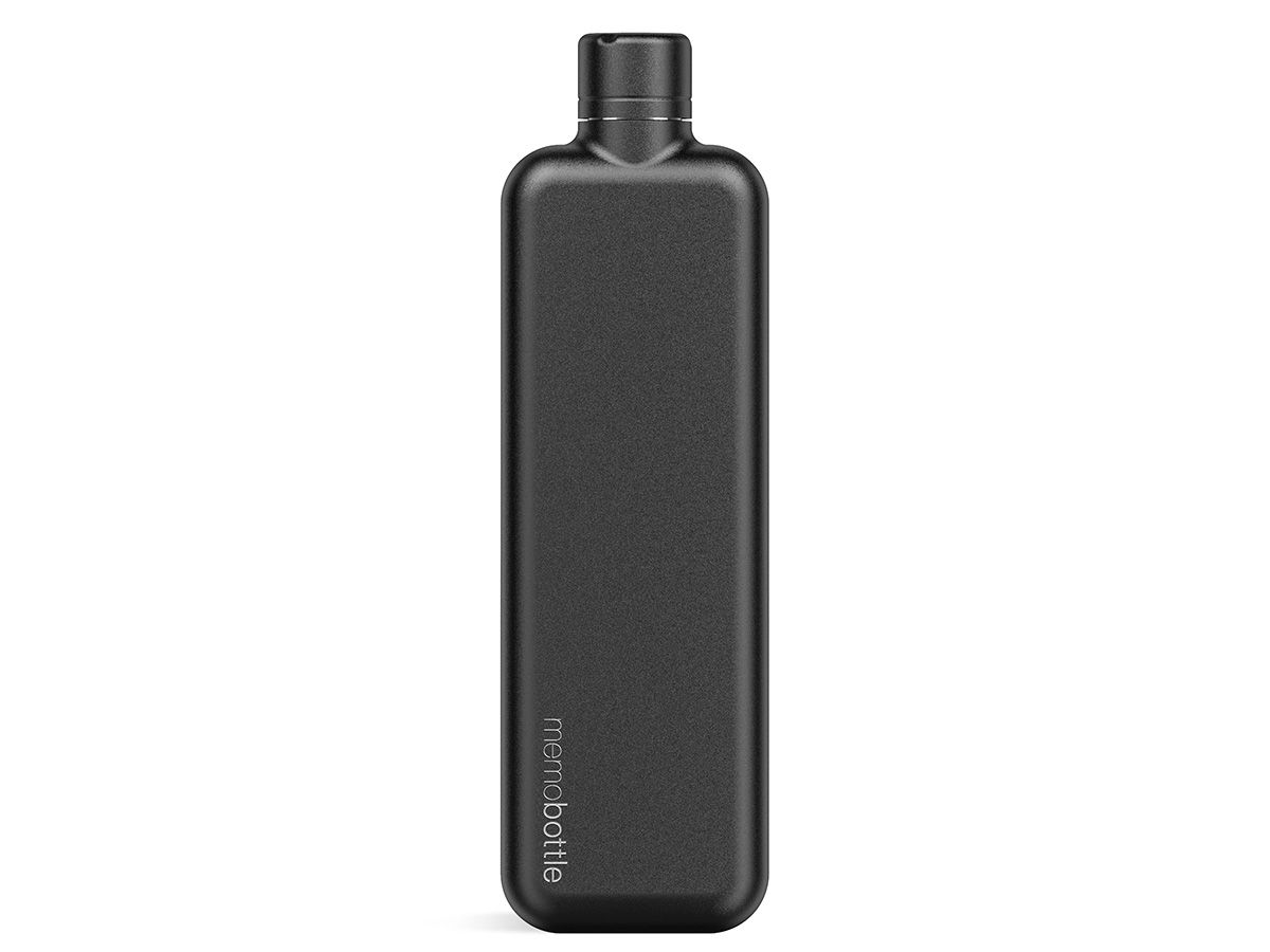 memobottle Slim Stainless Steel Zwart - Premium Design Waterfles 