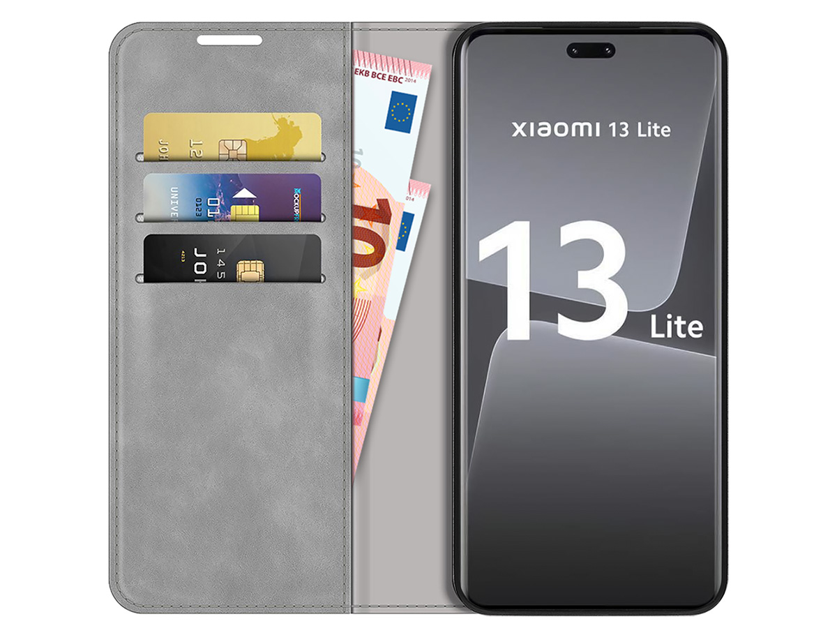 Just in Case Slim Wallet Case Grijs - Xiaomi 13 Lite hoesje