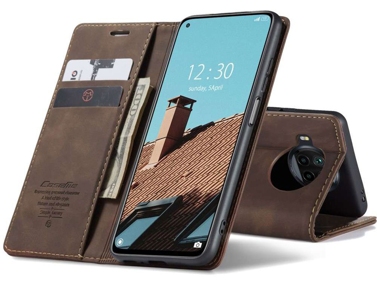 CaseMe Vintage BookCase Donkerbruin - Xiaomi Mi 10T Lite hoesje