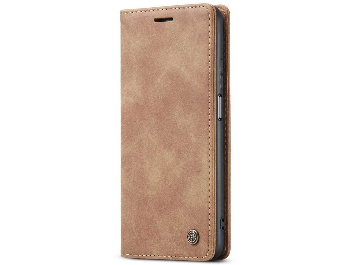 CaseMe Vintage BookCase Tan Bruin - Xiaomi Mi 10T Lite hoesje