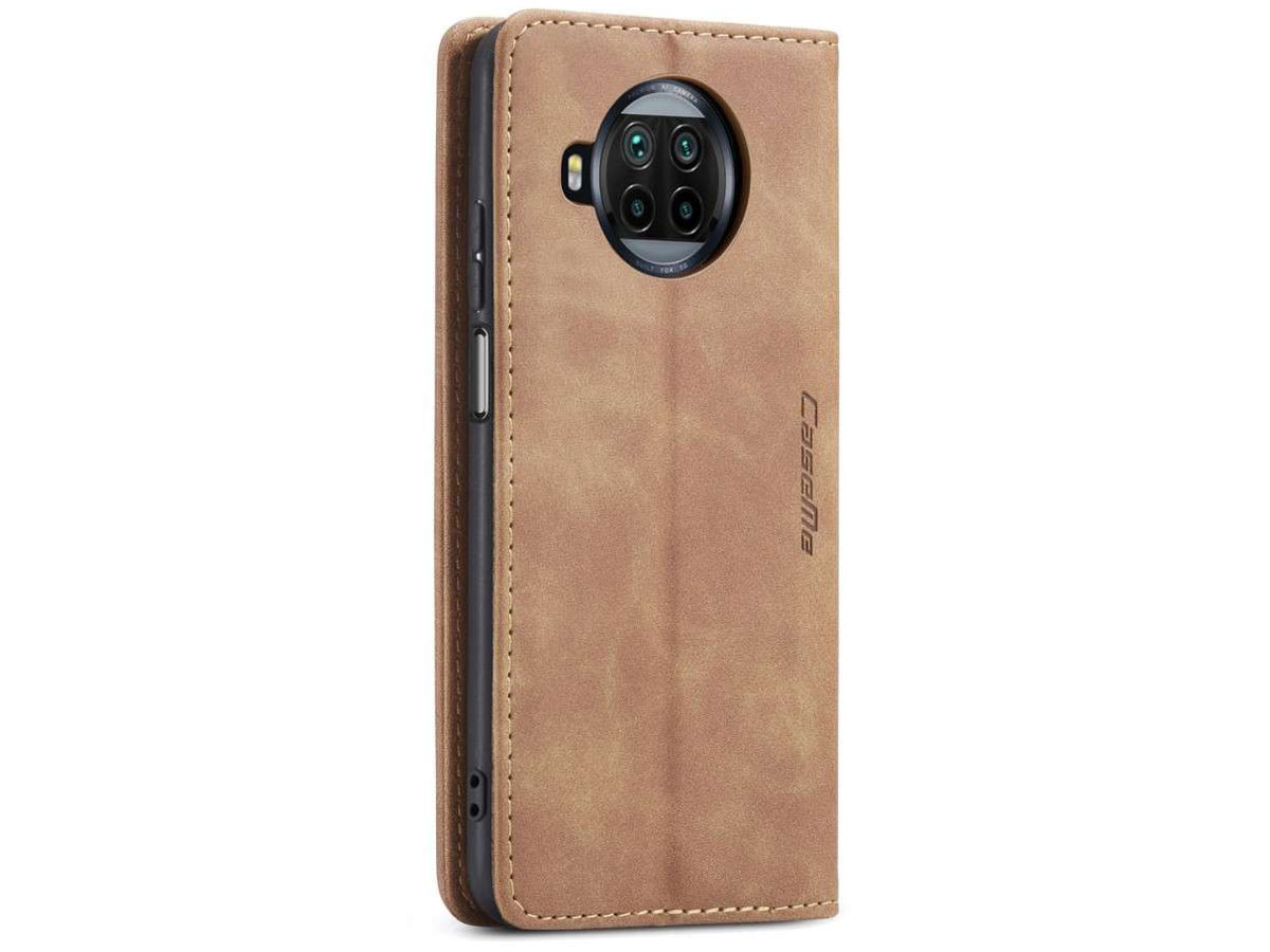 CaseMe Vintage BookCase Tan Bruin - Xiaomi Mi 10T Lite hoesje