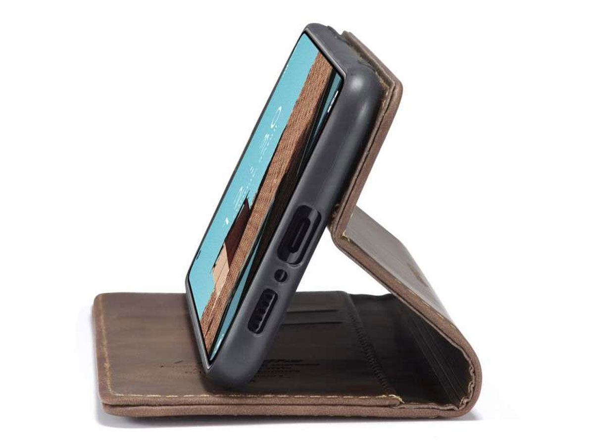 CaseMe Vintage BookCase Coffee - Xiaomi Mi 10T (Pro) hoesje