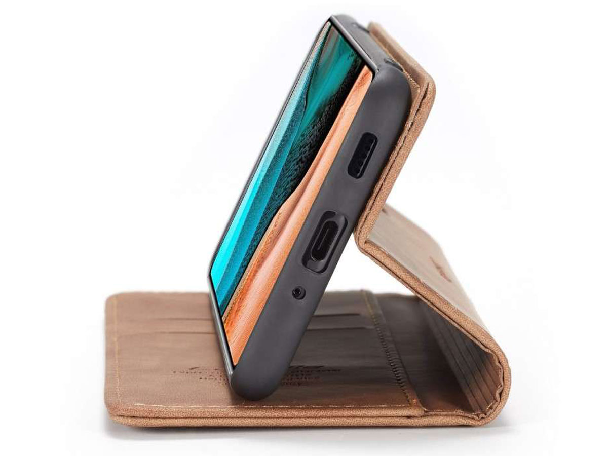 CaseMe Vintage BookCase Tan - Xiaomi Poco F2 Pro hoesje