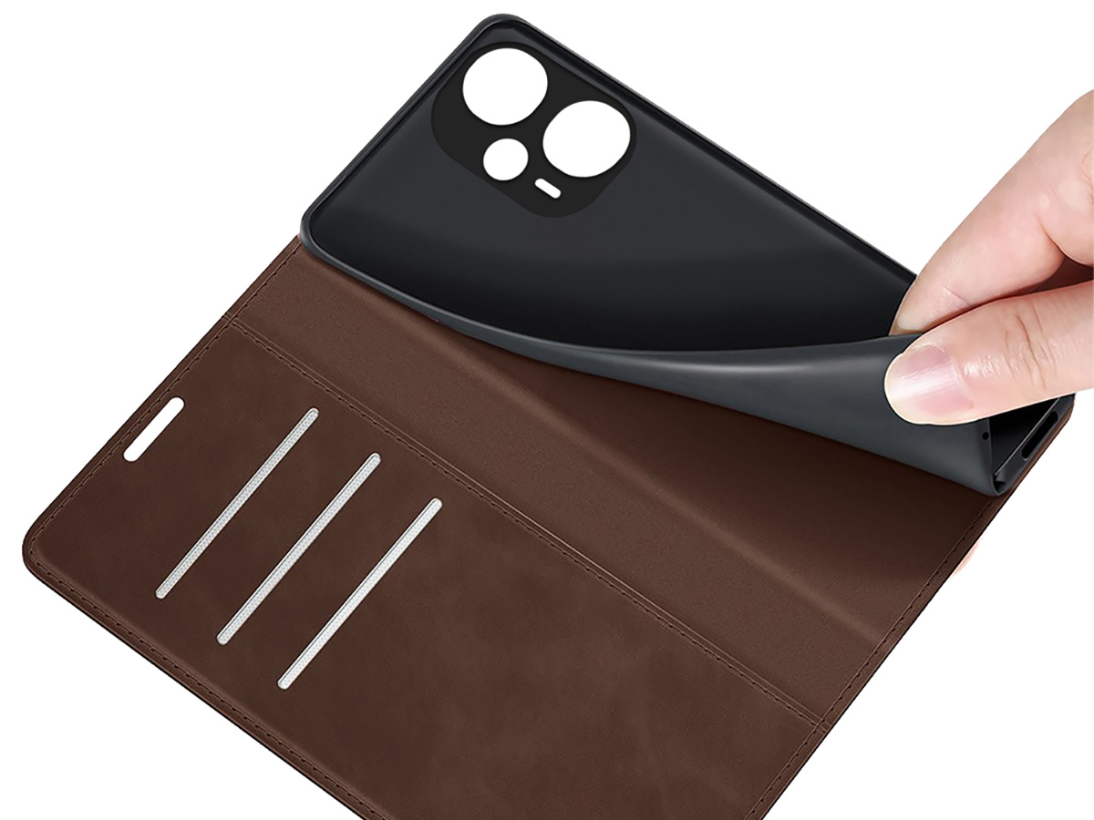 Just in Case Slim Wallet Case Bruin - Xiaomi Poco F5 hoesje