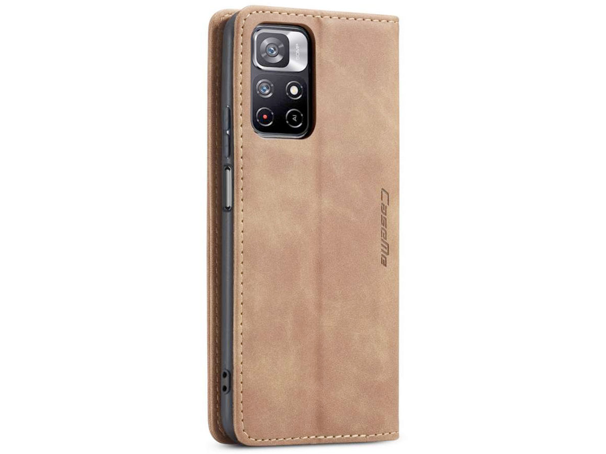 CaseMe Vintage BookCase Tan Bruin - Xiaomi Poco M4 Pro 5G hoesje