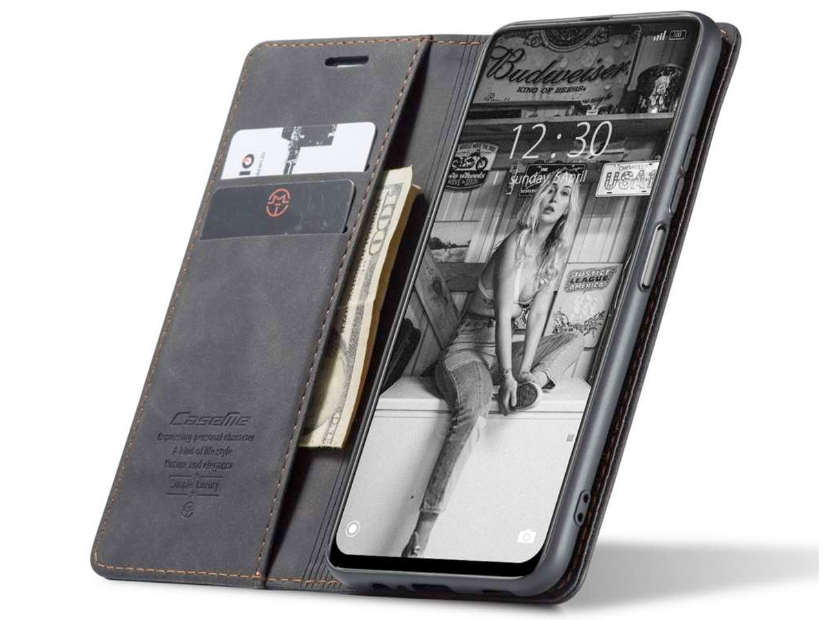 CaseMe Vintage BookCase Zwart - Xiaomi Poco M4 Pro 5G hoesje