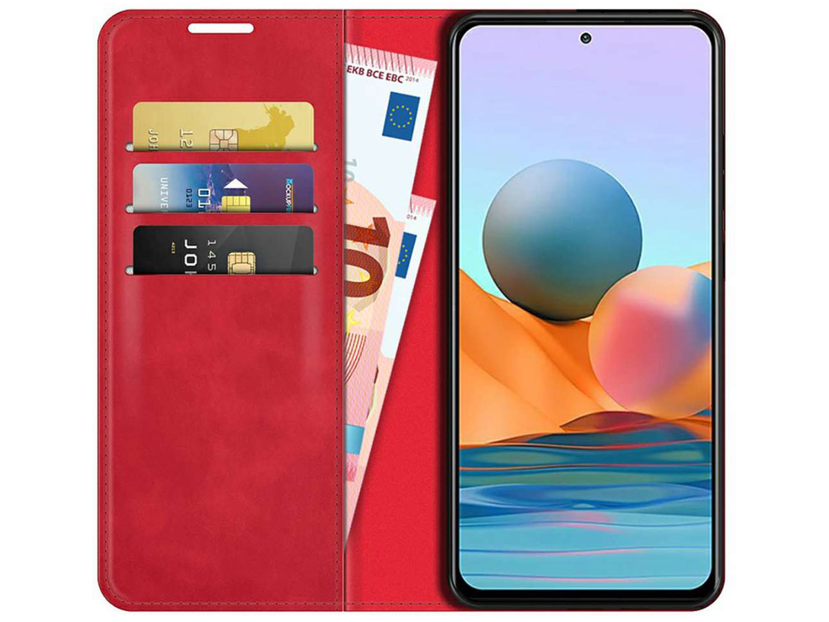 Just in Case Magnetic BookCase Rood - Xiaomi Redmi Note 10 Pro hoesje