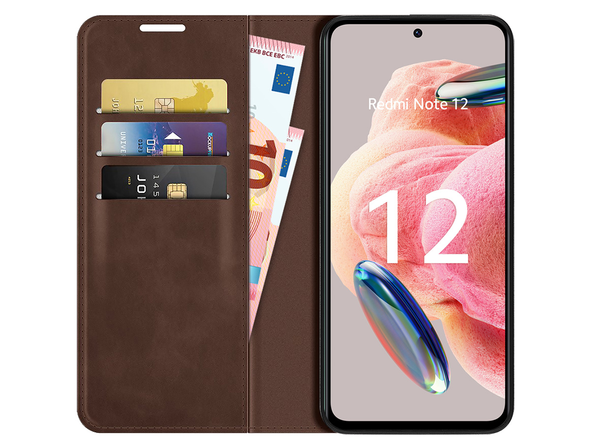 Just in Case Slim Wallet Case Bruin - Xiaomi Redmi Note 12 4G hoesje