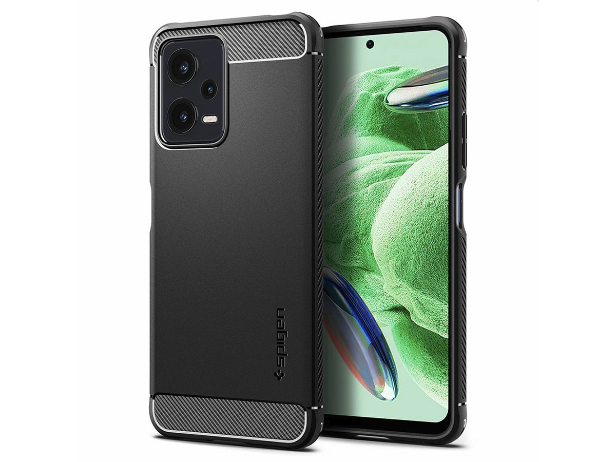 Spigen Rugged Armor Case Zwart - Xiaomi Redmi Note 12 5G Hoesje