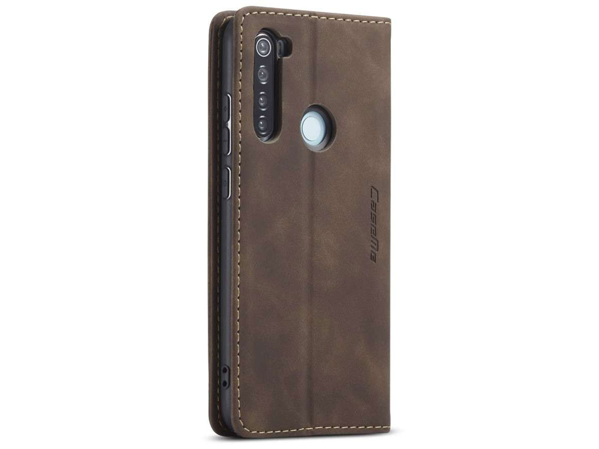 CaseMe Vintage BookCase Bruin - Xiaomi Redmi Note 8 hoesje