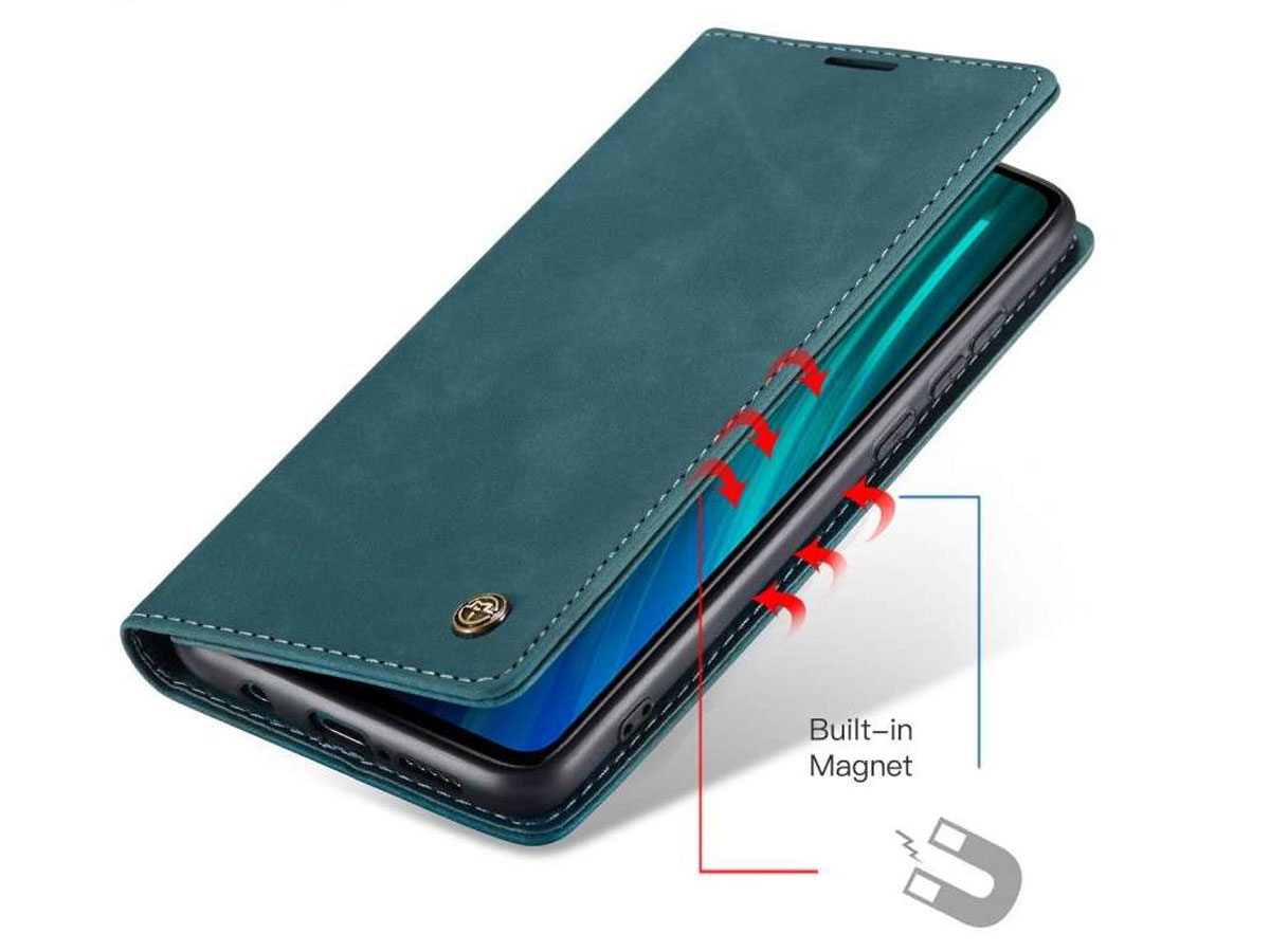 CaseMe Vintage BookCase Blauw - Xiaomi Redmi Note 8 Pro hoesje