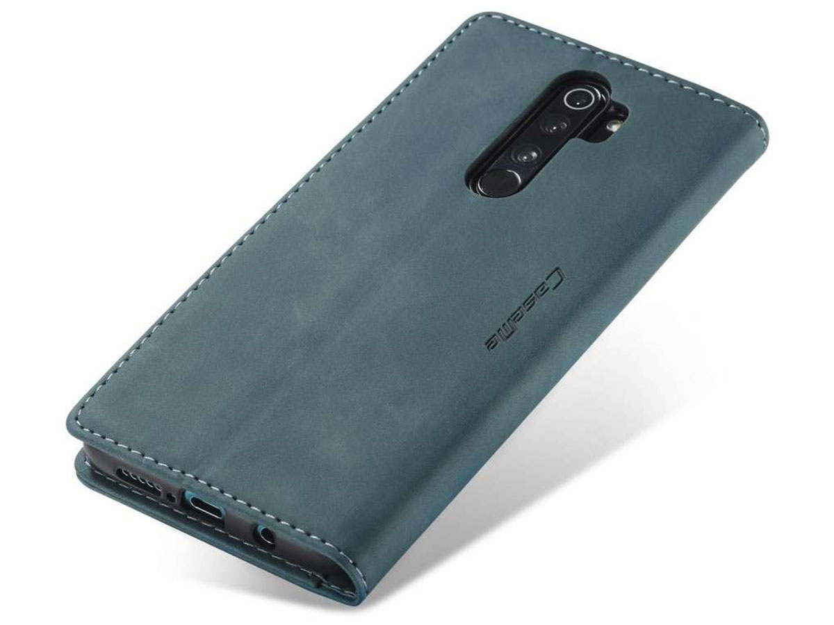 CaseMe Vintage BookCase Blauw - Xiaomi Redmi Note 8 Pro hoesje