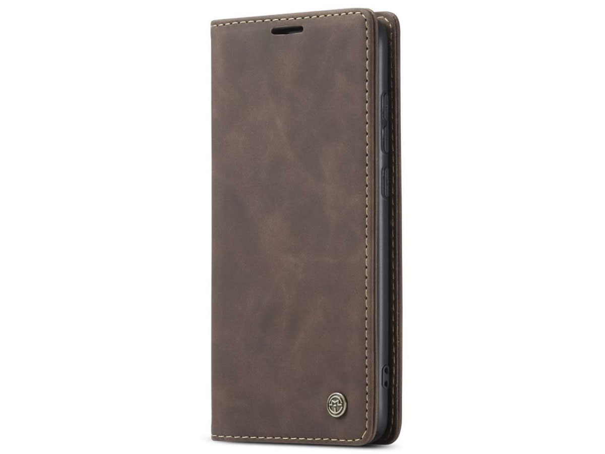 CaseMe Vintage BookCase Bruin - Xiaomi Redmi Note 8 Pro hoesje