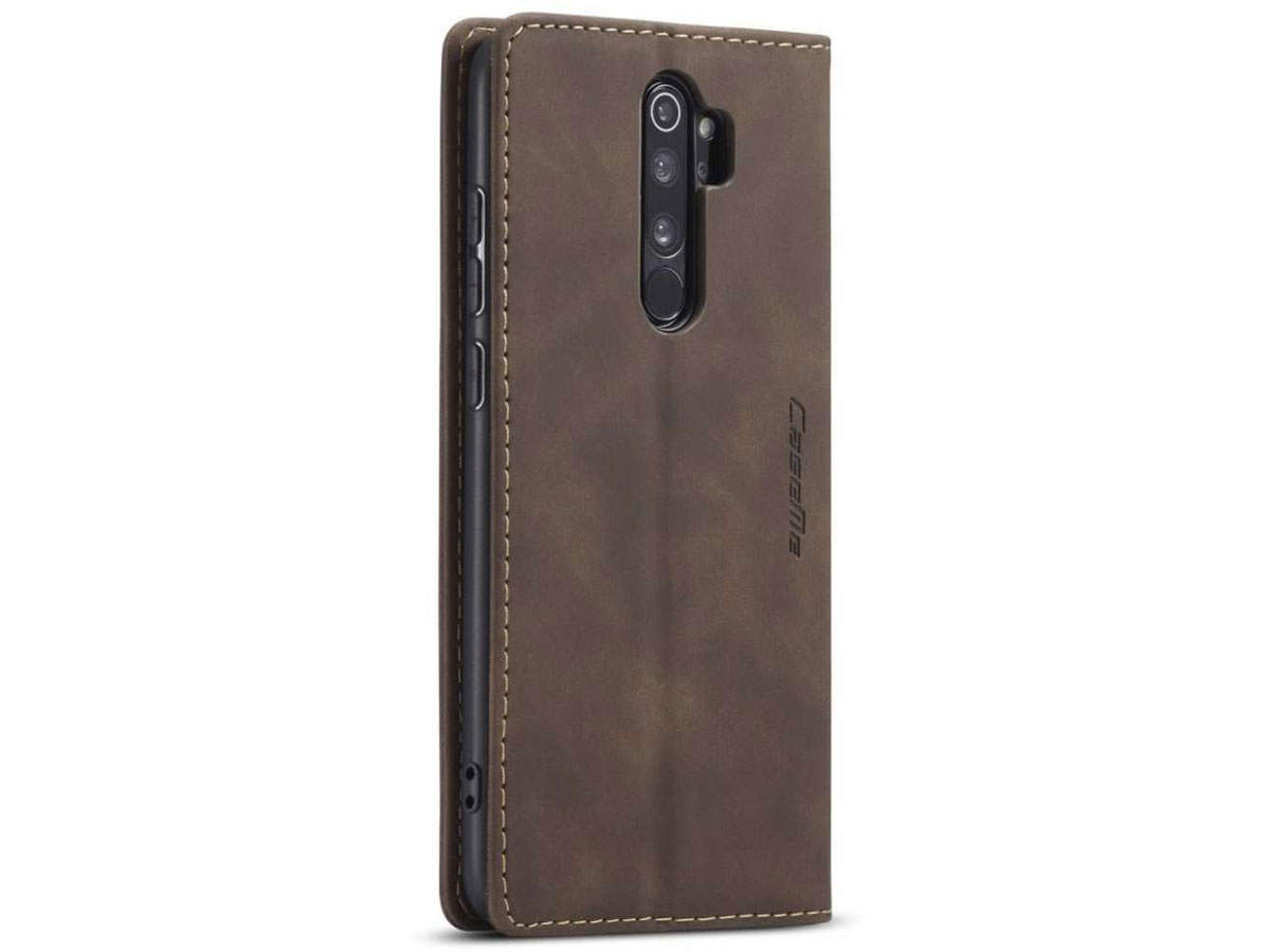 CaseMe Vintage BookCase Bruin - Xiaomi Redmi Note 8 Pro hoesje