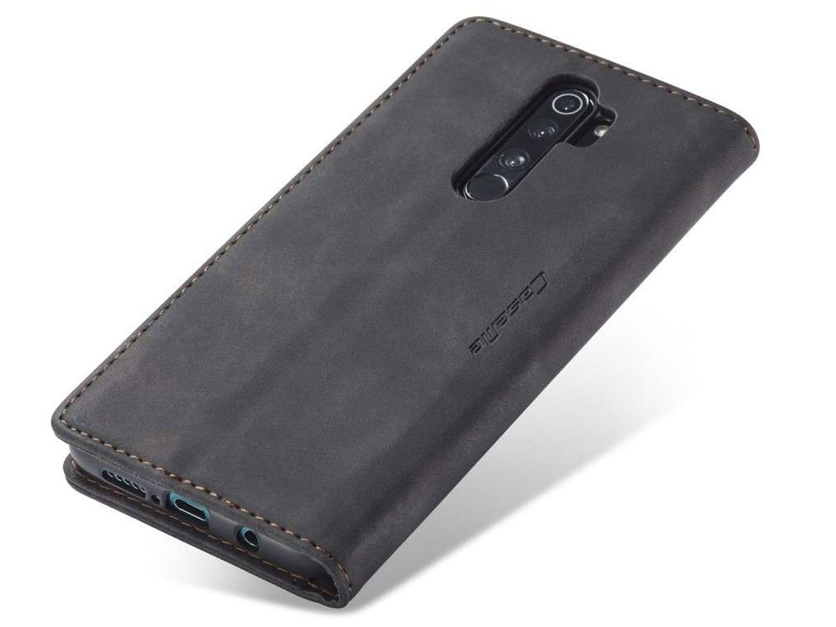 CaseMe Vintage BookCase Zwart - Xiaomi Redmi Note 8 Pro hoesje