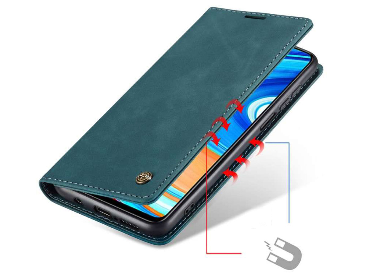 CaseMe Vintage BookCase Blauw - Xiaomi Redmi Note 9 Pro/9S hoesje