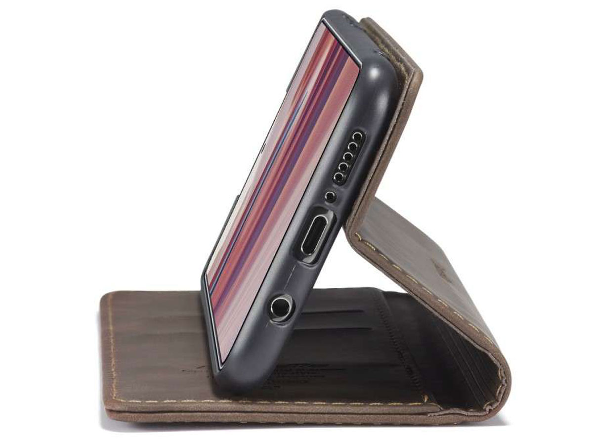 CaseMe Vintage BookCase Bruin - Xiaomi Redmi Note 9 Pro/9S hoesje