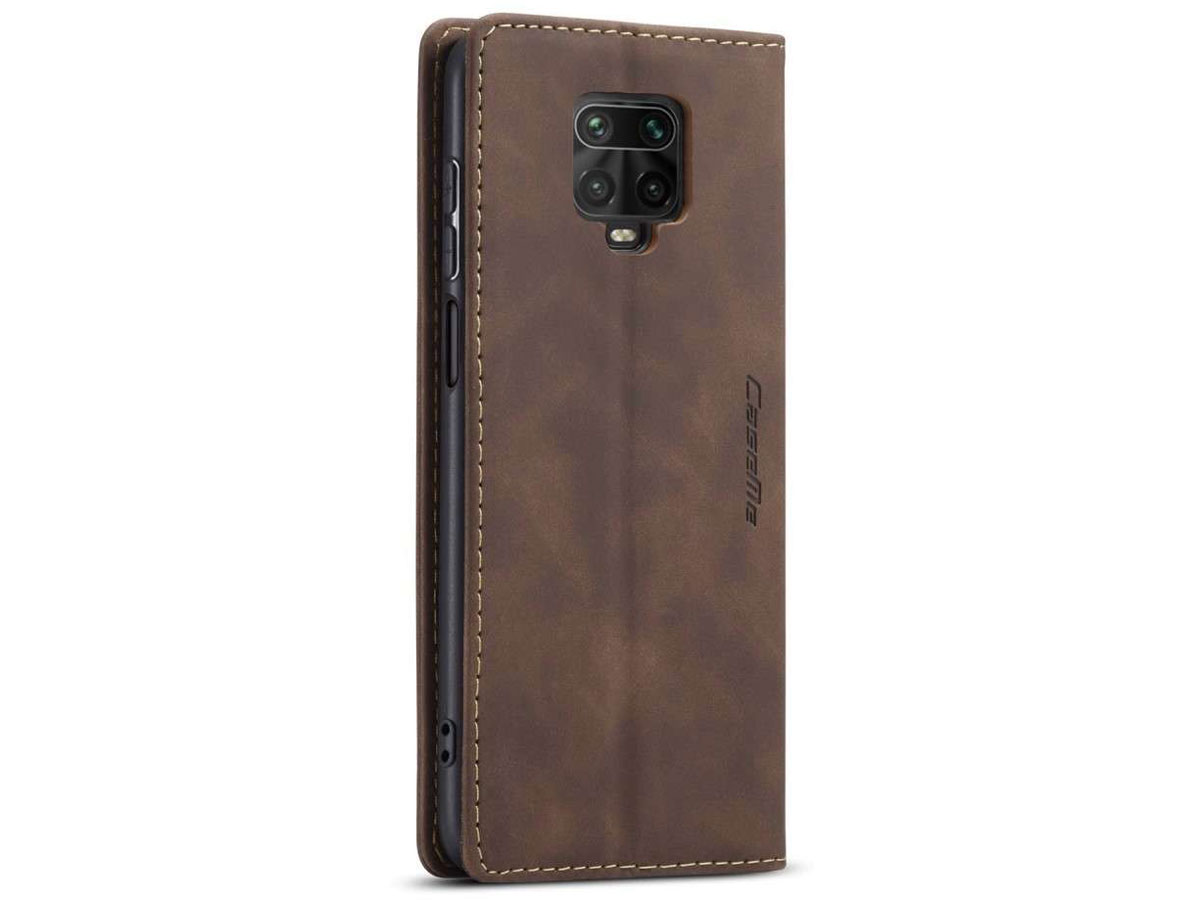 CaseMe Vintage BookCase Bruin - Xiaomi Redmi Note 9 Pro/9S hoesje