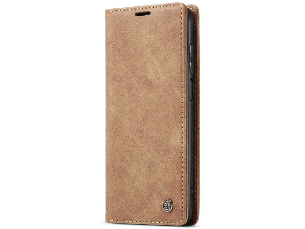 CaseMe Vintage BookCase Tan - Xiaomi Redmi Note 9 Pro/9S hoesje