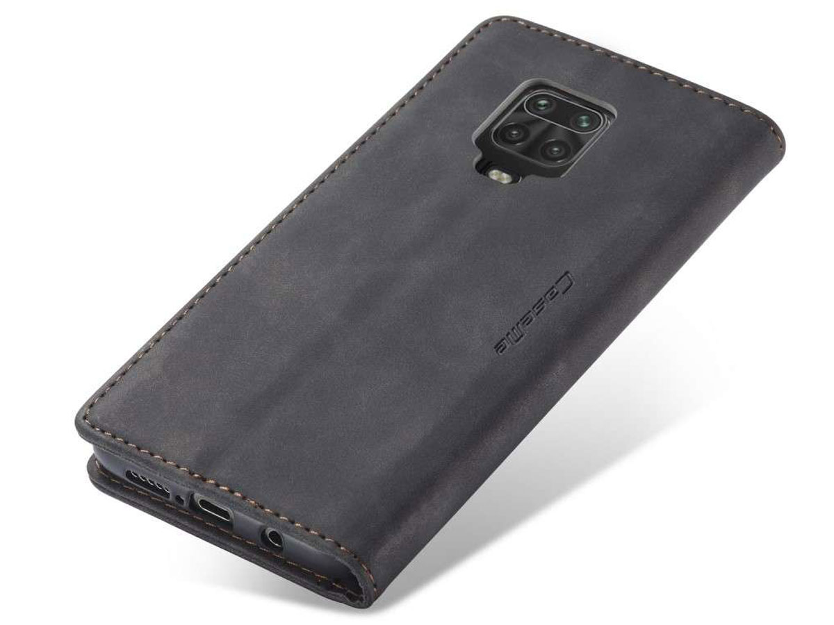 CaseMe Vintage BookCase Zwart - Xiaomi Redmi Note 9 Pro/9S hoesje