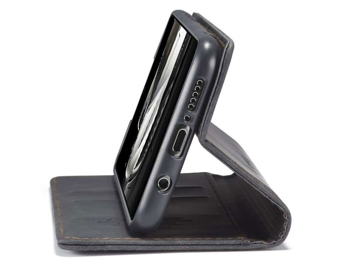CaseMe Vintage BookCase Zwart - Xiaomi Redmi Note 9 Pro/9S hoesje