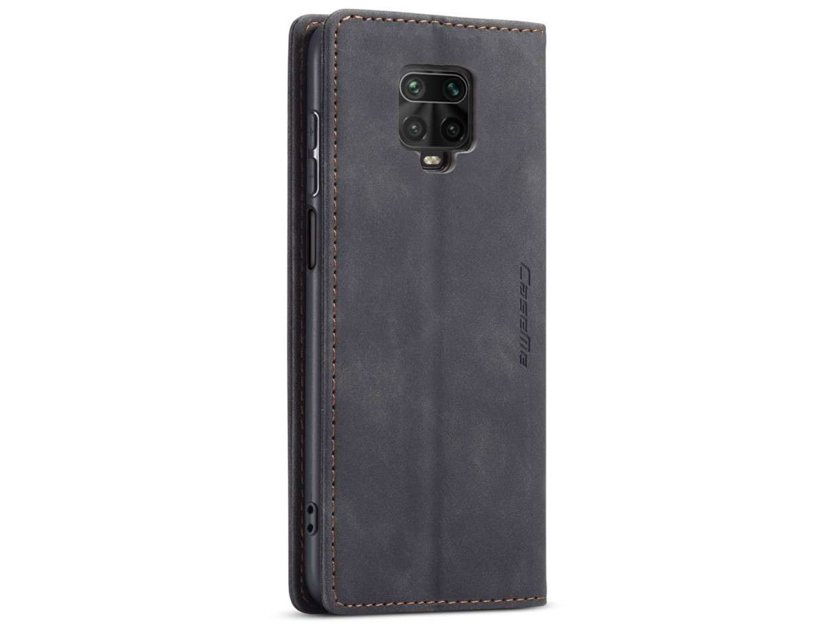 CaseMe Vintage BookCase Zwart - Xiaomi Redmi Note 9 Pro/9S hoesje