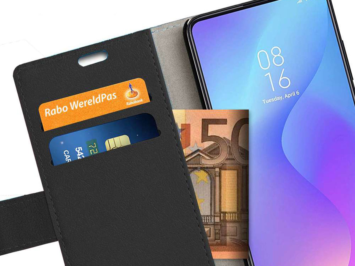 Book Case Wallet Mapje Zwart - Xiaomi Mi 9T hoesje