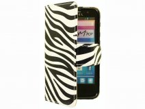 Zebra Book Case Hoesje voor Alcatel One Touch M'Pop