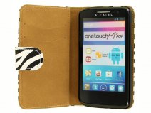 Zebra Book Case Hoesje voor Alcatel One Touch M'Pop