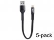 5-pack Korte USB-A naar Lightning kabels (20 cm)