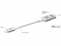 Mophie Korte Lightning USB-A Kabel - 9cm - Wit