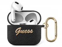 Guess Saffiano Ring Case Zwart - AirPods 3 Case Hoesje