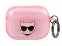 Karl Lagerfeld Choupette Glitter Case Roze - AirPods Pro Hoesje